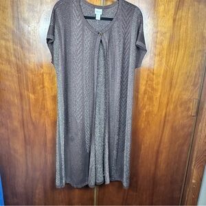 Chico's Metallic Brown Vertical Chevron Stripes Duster Cardigan Size Large